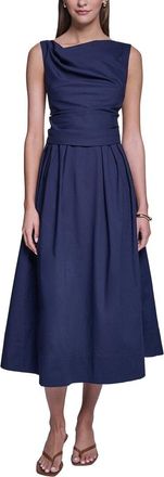 Halston Heritage Sleeveless Cotton Pleated Fit And Flare