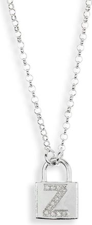 Meshmerise Diamond Padlock Initial Pendant Necklace - 0.12ct. in White-Z at Nordstrom Rack