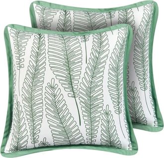 Beliani Beliani - Conjunto De 2 Cojines De Exterior Accesorios De Jard&iacute;n Patr&oacute;n De Hojas 45x45 Cm Verde Meadow