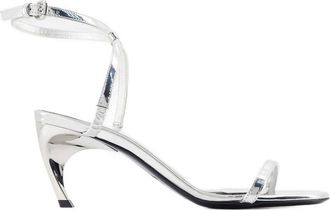 Alexander McQueen Womens Seal Heeled Sandal Silver Calfskin Heels