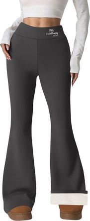 Generic High Waist Pocket Flared Trousers Inseam Womens Yoga Pants Bootleg Pant Womens Thermal Leggings for Women Thermal Legging Women Thick Fleece Lined Leg