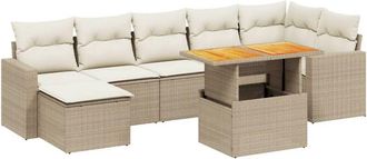vidaXL Vidaxl - Juego De Sof&aacute;s De Jard&iacute;n Con Cojines Beige 8 Pzas Rat&aacute;n Pe
