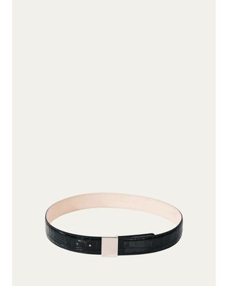D&eacute;hanche Brandt Alligator-Embossed Leather Belt