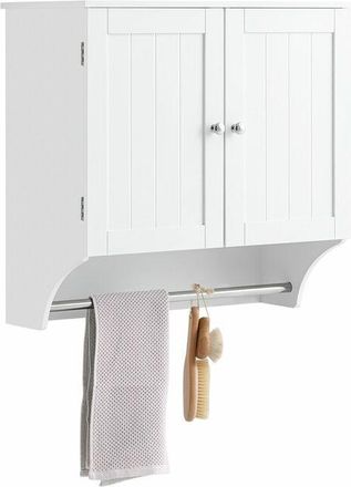 SoBuy Sobuy - Pensile Con Ante Mobile Da Parete Da Bagno Mobile Porta Medicinali Elegante Armadietto Sospeso Per Il Bagno Bianco 60x30x60cm BZR84-W
