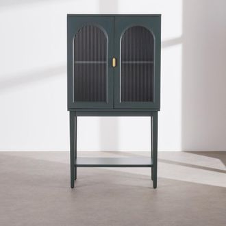 Maisons du monde Aparador alto vitrina de 2 puertas verde abeto 80 cm