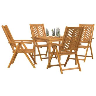 Berkfield Home Stylish 5 Piece Garden Dining Set Solid Wood Acacia in Brown