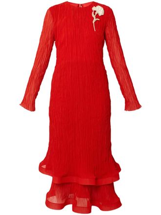 Erdem long-sleeve midi dress - Red