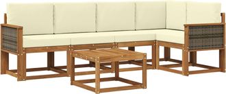 vidaXL Conjunto De Sof&aacute;s De Exterior 6 Uds. Natural Y Crema Vidaxl