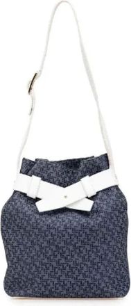 Loewe Pre-owned Bucket Bags, female, Blue, Size: ONE SIZE Pre-owned Canvas shoulder-bags