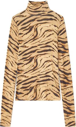 Ganni Printed Shiny Jersey Turtleneck