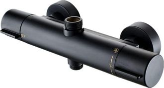 OEM Mezclador Termost&aacute;tico De Ducha De 38 &deg;, Grifo De Ducha Termost&aacute;tico De Ba&ntilde;o Negro, Dos Salidas, Grifo De Ducha De Lat&oacute;n Cromado, G Bajo De 1/2 Y Bsp 