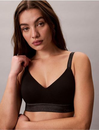 Calvin Klein Calvin Klein Womens Icon Cotton Modal Metallic Lightly Lined Bralette - Black - XS