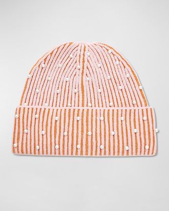 Lele Sadoughi Pearly Saturday Stripe Beanie