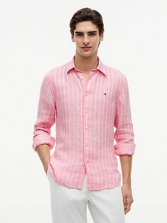 Tommy Hilfiger Regular Fit Textured Stripe Pure Linen Shirt