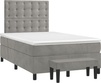 vidaXL Vidaxl - Cama Box Spring Con Colch&oacute;n Terciopelo Gris Claro 120x200 Cm