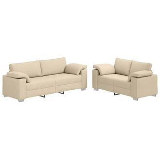 vidaXL Juego De Sof&aacute; 2 Pcs Crema 219 X 77 X 82 Cm Tela Vidaxl