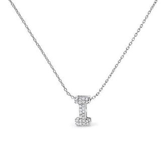 House of Brilliance 10K Gold Diamond Accent A-Z Initial Bubble Pendant Necklace in White | I at Nordstrom