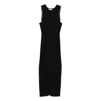 Twinset Gebreide Jurk - Dames - Kleedjes - Zwart - M - Polyester - Kleedjes