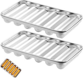 OEM Molde Para Salchichas, 2 Piezas, Con Tapa, Con 6 Cavidades, Molde Para Jam&oacute;n, Molde Para Salchichas Casero, Acero Inoxidable, Plateado
