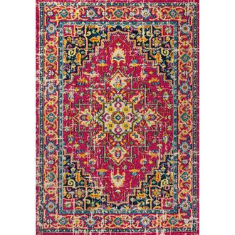 Jonathan Y Designs Brooklyn Geometric Medallion Area Rug in Red/pink at Nordstrom, Size 5Ft 0In X 8Ft 0In