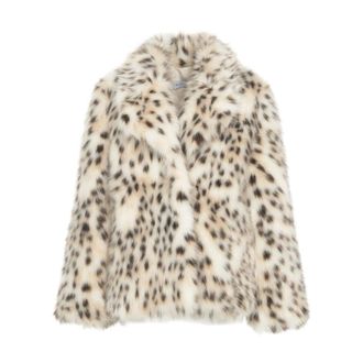 Bully Faux Fur & Shearling Jackets, female, Beige, Size: S Animal Print Faux Fur Short Coat