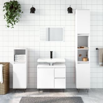 vidaXL Armario De Ba&ntilde;o Madera Contrachapada Blanco 30x30x190 Cm Vidaxl