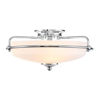 Netlighting Quoizel Griffin Bowl Semi Flush Ceiling Light Polished Chrome in Grey