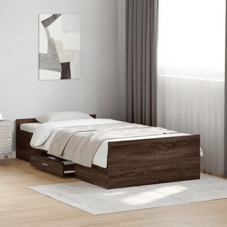vidaXL Cama Con Cajones Madera De Ingenier&iacute;a Marr&oacute;n Roble 100x200 Cm Vidaxl