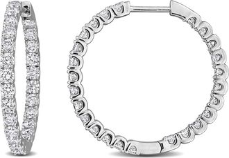 Mimi & Max Created Forever 2ct TW Lab-Grown Diamond Hoop Earrings Sterling Silver