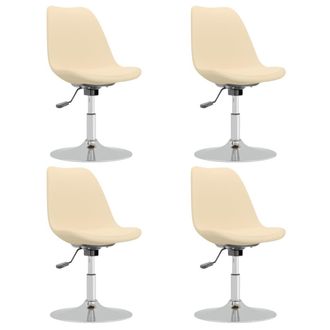 vidaXL Vidaxl - Sillas De Comedor Giratorias 4 Unidades Tela Crema