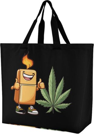 Generic Funny Weed Large Reusable Shopping Bag Lightweight Foldable Tote Bags Washable Shoulder Handbag