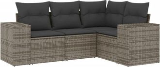 vidaXL Vidaxl - Set De Sof&aacute;s De Jard&iacute;n 4 Pzas Y Cojines Rat&aacute;n Sint&eacute;tico Gris