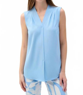 Joseph Ribkoff Pleated V-Neck Sleeveless Tunic Top In Sky Blue