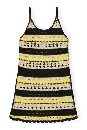 Ganni Yellow Crochet Slip Dress - Size XL Organic Cotton