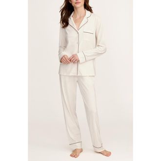 Petite Plume Classic Lightweight Pima Cotton Pajamas in White at Nordstrom, Size X-Small