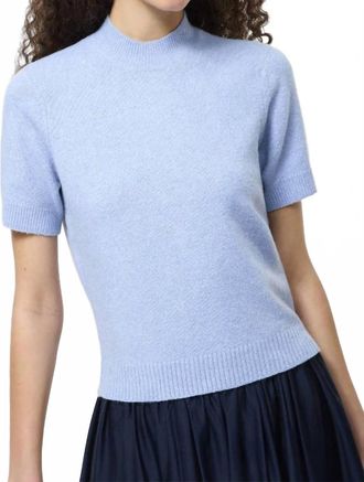 French Connection Vhari Knit Mock Neck Blouse In Blue