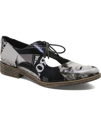 Django & Juliette Womens Keeria Shoes In Newsprint-Black Leather
