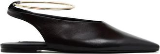 Jil Sander 35mm ballerinas met puntige neus en ring detail - Zwart