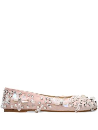 Anouki crystal-embellished ballet flats - women - Calf Leather/Neolyte/Fabric - 37 - Pink
