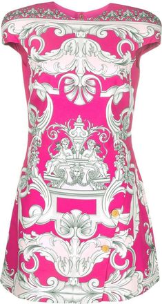 Versace Silver Baroque mini shift dress - women - Silk/Acetate/Viscose - 36 - Pink