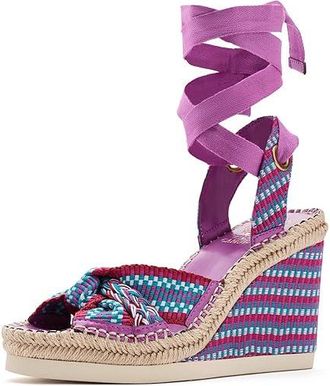 Vince Camuto Bealie Woven Lace Up Wedge Sandals Womens Wedge Shoes Orchid : 6.5 M, Textile