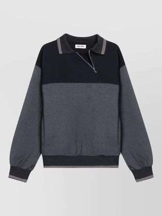 Miu Miu jacket contrast collar ribbed cuffs hem