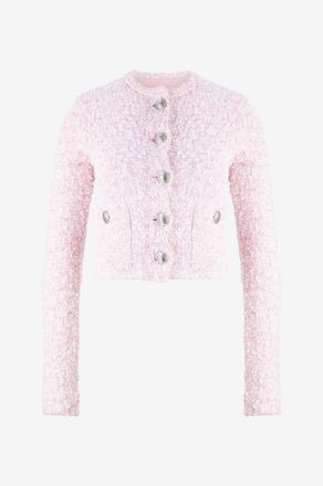 Balenciaga Glitzernder Tweed-Strick-Cardigan Cropped