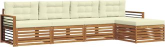 vidaXL Conjunto De Sof&aacute;s De Exterior 5 Uds. Natural Y Crema Vidaxl