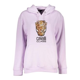 Cavalli Paarse hoodie met logoprint - Dames - Hoodies - Paars - XL - Hoodies & sweatvesten