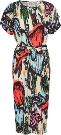 Henrik Vibskov Pina geplooide midi-jurk met gestrikte taille - Beige