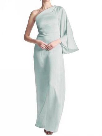 Sachin & Babi Keely One-Shoulder Gown In Jade