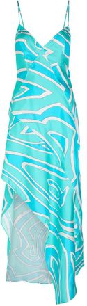 Pucci Abito Printed Silk-twill Midi Dress - Turquoise - 42 (UK10 / S)