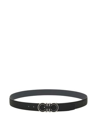 Ferragamo Gancini-embossed leather belt - Black