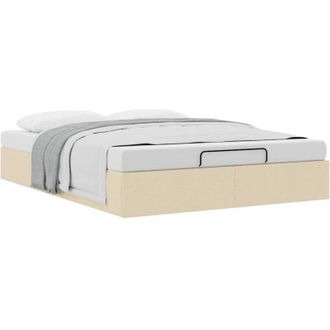 vidaXL Estructura De Cama Otomana Sin Colch&oacute;n Tela Crema 140x190cm Vidaxl